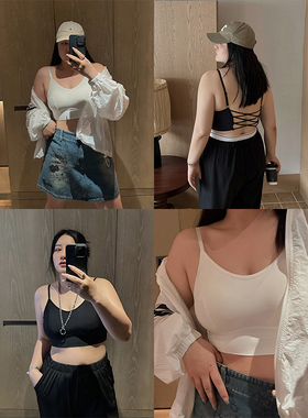 铅笔小鑫大码女装美背吊带背心文胸一体内搭外穿打底内衣