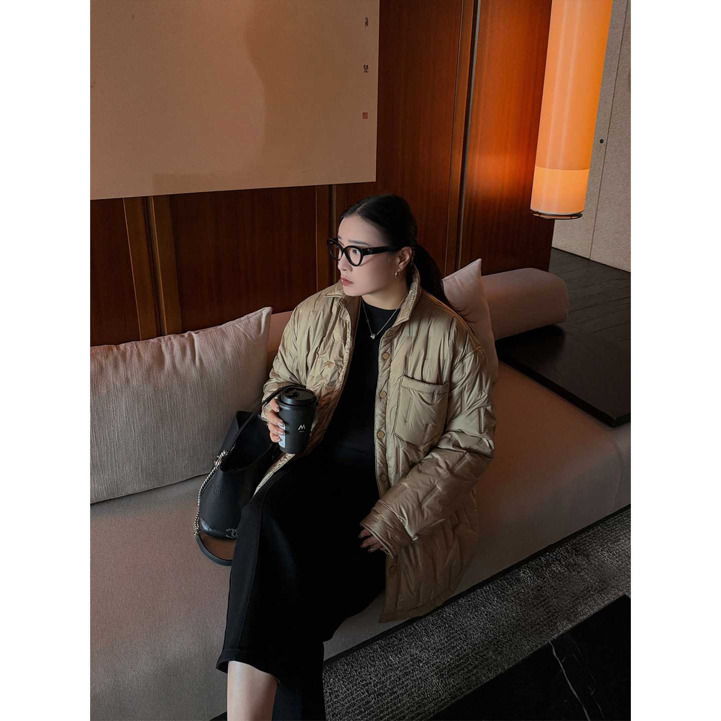 铅笔小鑫大码女装御寒保暖防风宽松压纹纽扣棉服外套