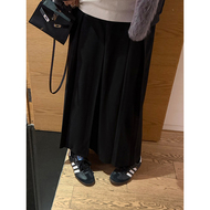 铅笔小鑫大码女装黑色压褶垂感经典百褶显瘦半身长裙