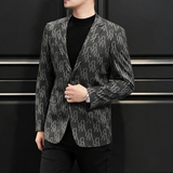 流行时尚男装西服男外套春秋新款西装男士印花休闲便西ZX761P165，男装西服套装，电商D225