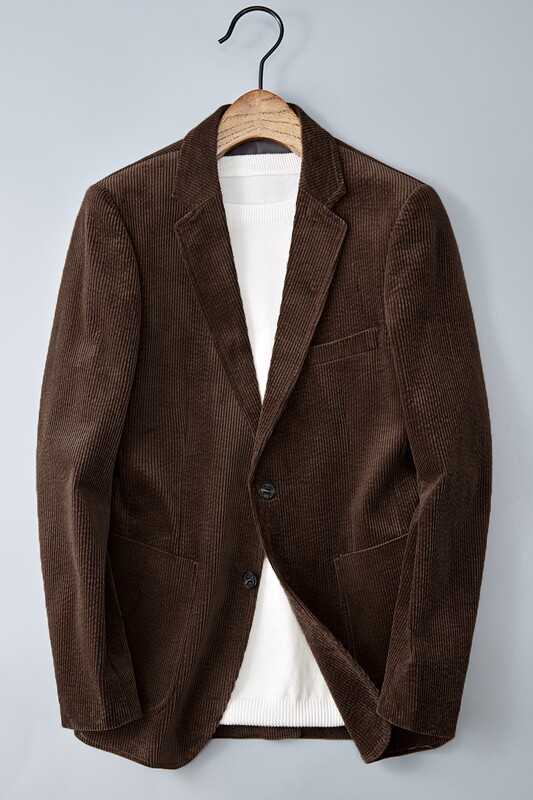男士灯芯绒西装纯棉厚款粗条纹西服男789P180268,男装西服套装,电商D225