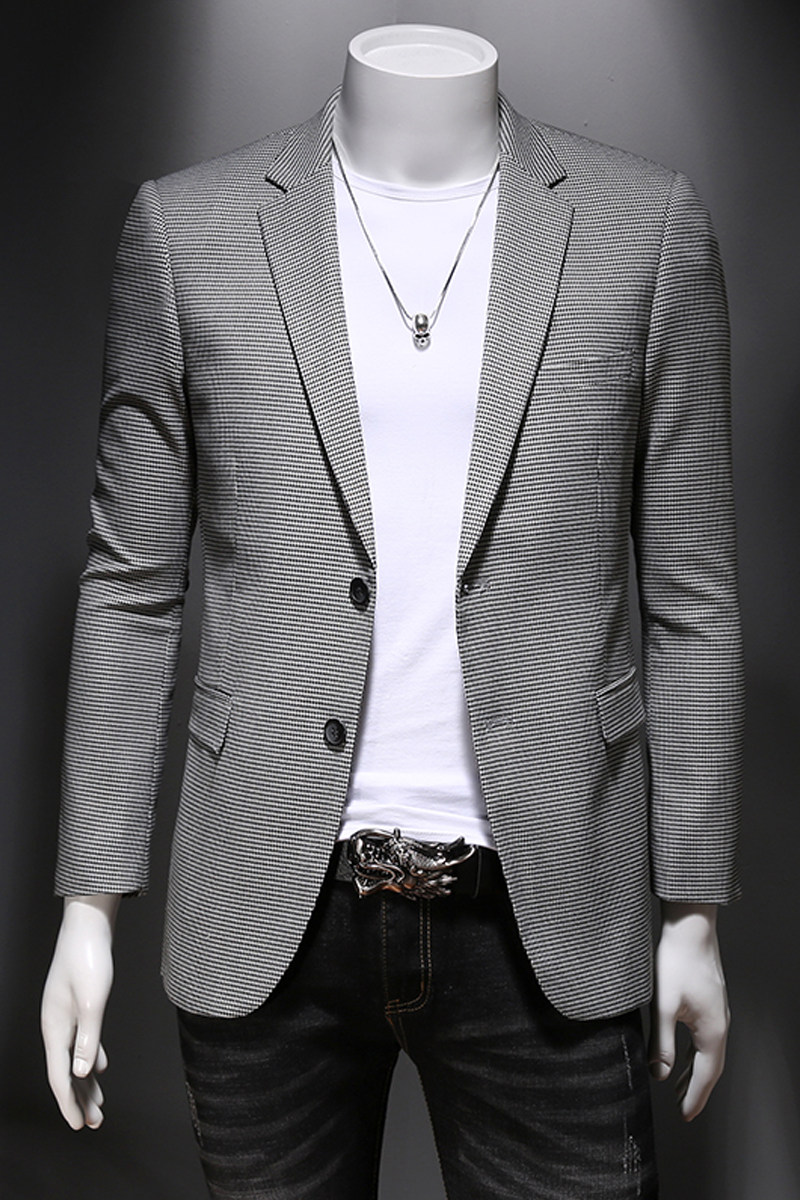 休闲小西装上衣修身男士潮流格子西服外套假模图818P165,男装西服,电商D225