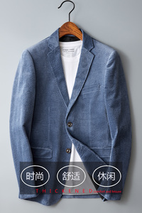 2021青年商务秋季休闲西服 复古纯棉男士修身灯芯绒西装7802P180图片