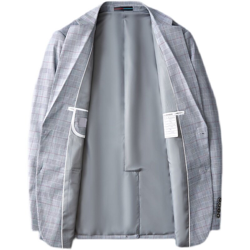 春秋新款格子小西装男士修身休闲单件西服1379P155,男装西服,电商D225