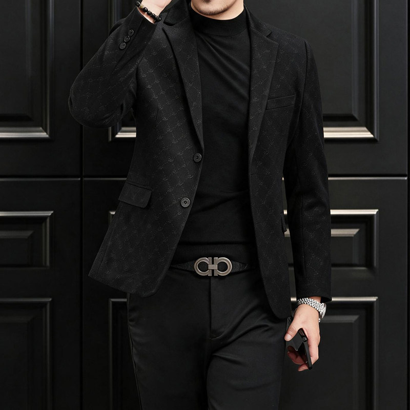 新款秋季新款男装西服弹力印花潮流便西休闲西装XCX2308P180,男装西服套装,电商D225