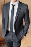 M-3XL套装格子两件套高品质职业套装工作服男装815-P210，男装西服套装，电商D225