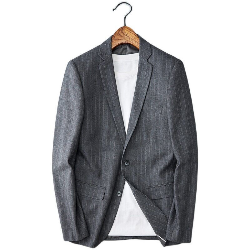 2021春装男士条纹西装单件休闲便服青年西服816P155(偏小一码）,男装西服,电商D225