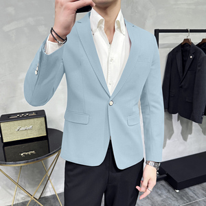 男青年单排扣修身西装 休闲纯色西服 M-5XL 7803P145 200图片