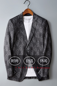 2021春秋新款西装 男士印花休闲外套西服761P175 控价318图片