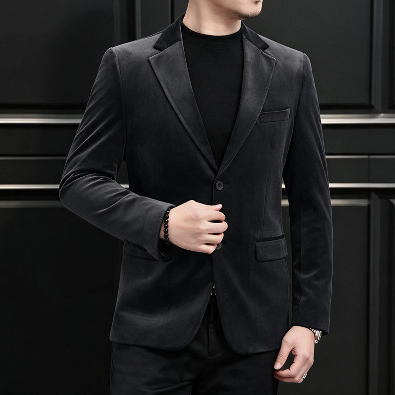 酒会男装金丝绒小西装男士商务休闲西服XZ6801P175,男装西服套装,电商D225