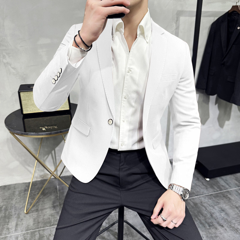 男青年单排扣修身西装休闲纯色西服M-5XL7803P145200,男装西服,电商D225