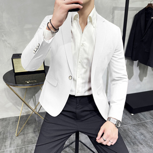 男青年单排扣修身西装 休闲纯色西服 M-5XL 7803P145 200图片