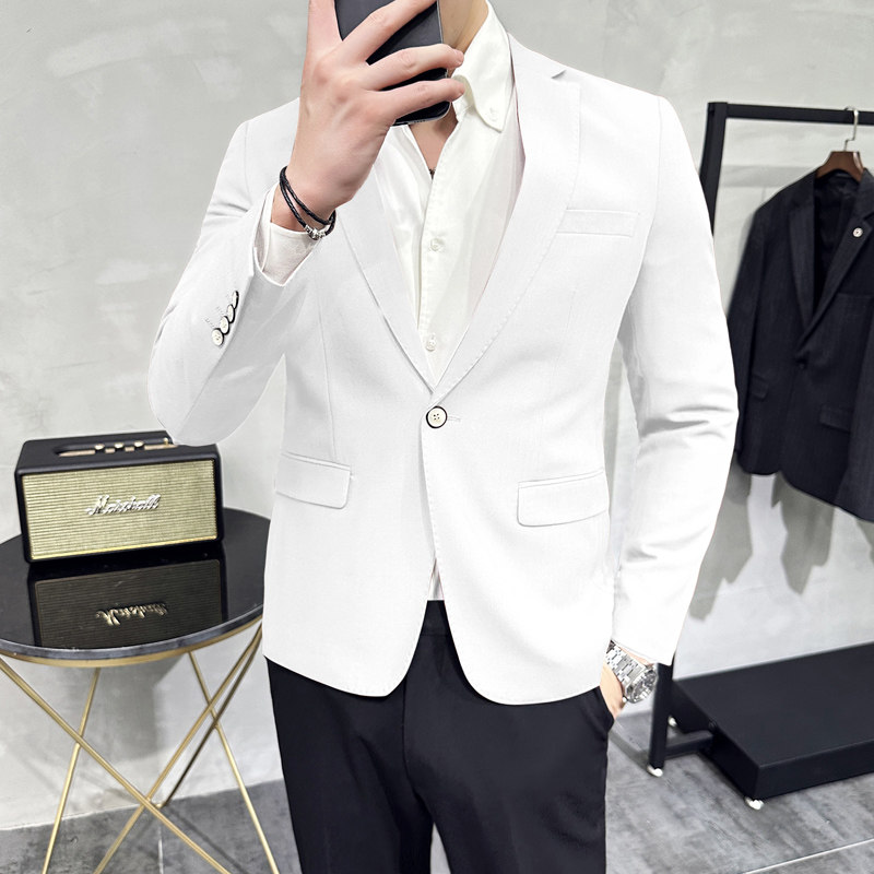 男青年单排扣修身西装休闲纯色西服M-5XL7803P145200,男装西服,电商D225