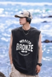 夏季水洗做旧无袖圆领百搭短袖T恤潮男背心DT246特批P35控58，男装背心/马甲，电商A247
