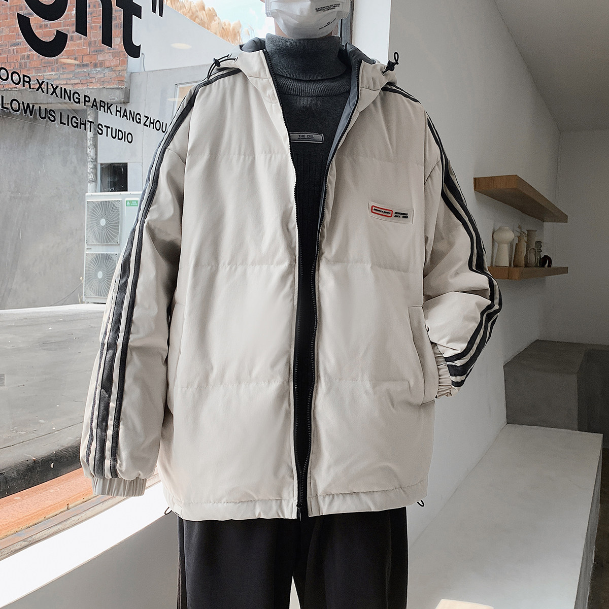 潮流冬季中性印花宽松立领棉衣羽绒棉外套棉袄MY2026P135控158,男装棉衣,电商A247