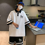 夏季潮流拼色翻领POLO衫搭短裤休闲运动套装TZ827特批P65控98，男装T恤，电商A247