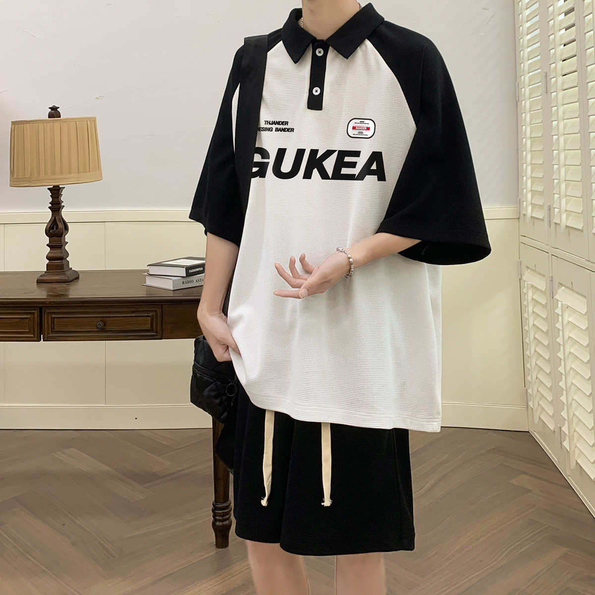 夏季翻领短袖POLO衫潮流短裤休闲套装TZ1181P65控98，男装休闲套装，电商A247