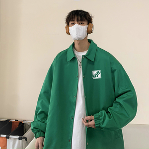 港风 23春季新款ins潮流字母印花教练服夹克外套JK318P50控78图片