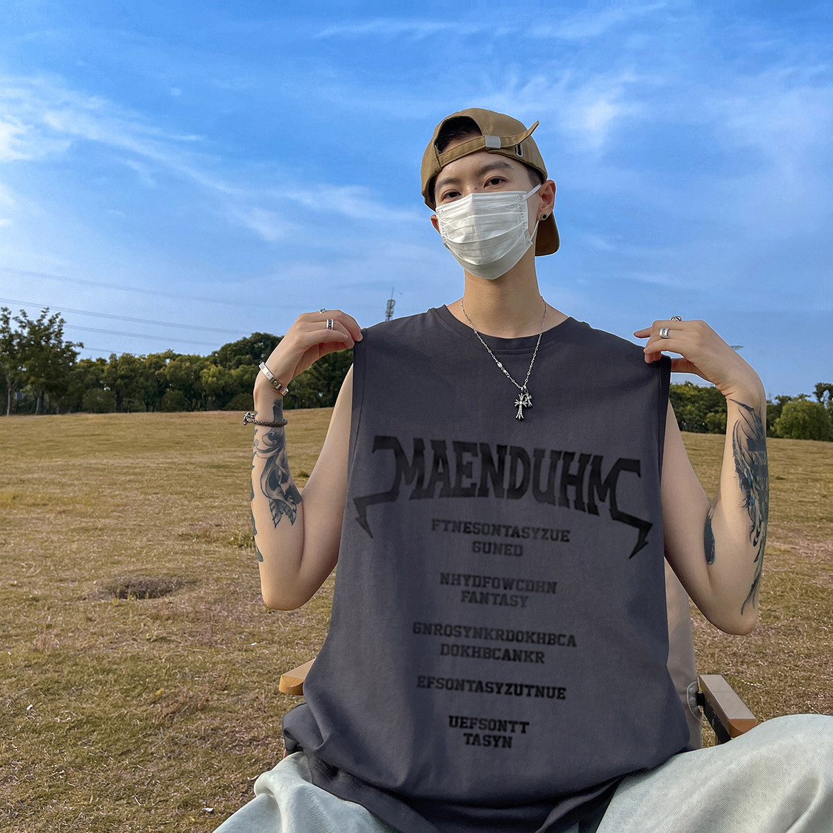 夏季潮流字母印花无袖T恤宽松汗背心DT508P25控38,男装背心/马甲,电商A247