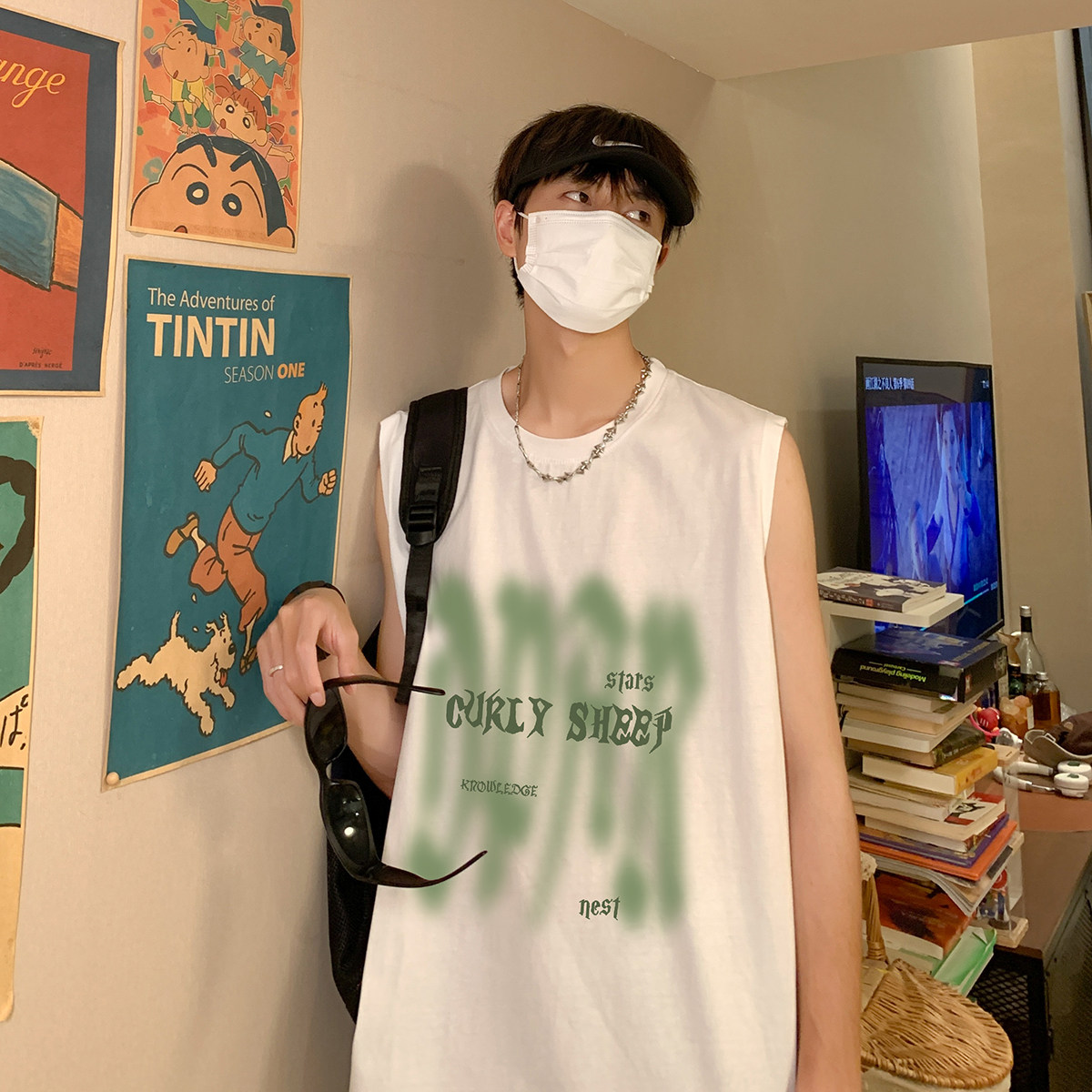 夏季潮流宽松无袖T恤男生背心DT506P25控38,男装背心/马甲,电商A247