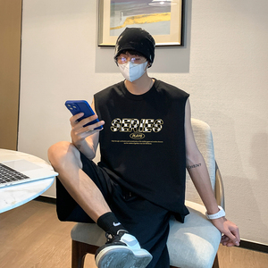 夏季潮流无袖T恤短裤休闲运动背心套装 TZ212特批P45控68图片