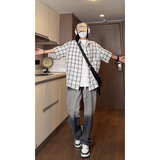 夏季潮流薄款格子衬衣清凉宽松短袖衬衫S228特批P35控58，男装衬衫，电商A247