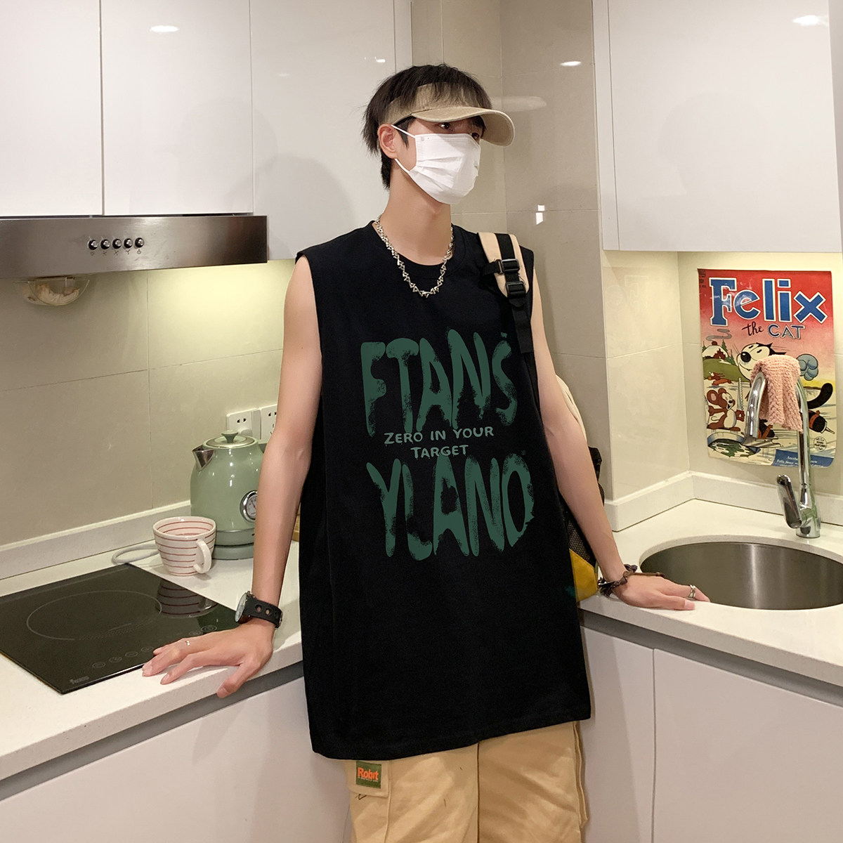 夏季潮流字母水印无袖T恤宽松汗背心DT502P25控38,男装背心/马甲,电商A247