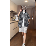 夏季潮流薄款格子衬衣清凉宽松短袖衬衫S228特批P35控58，男装衬衫，电商A247