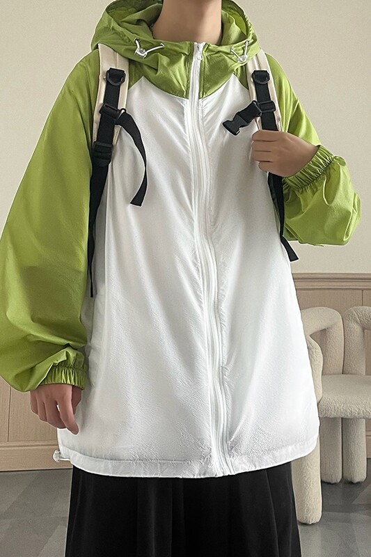 UPF50+夏季拼色户外防紫外线凉感外套防晒衣F140P65控88,男装防晒衣,电商A247