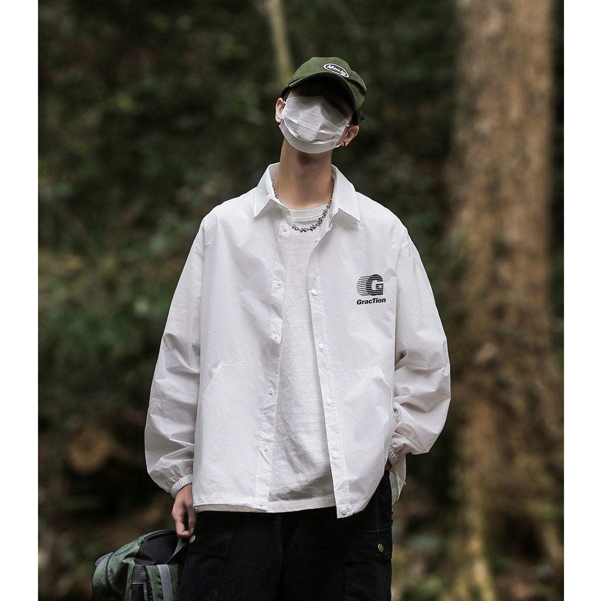 港风23新款夏季百搭时尚宽松冰丝薄款防晒衣开衫外套F121P55控78,男装防晒衣,电商A247