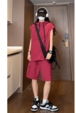 夏季防水速干多拉链连帽背心T恤+工装短裤套装TZ1480特批P65控98，男装T恤，电商A247
