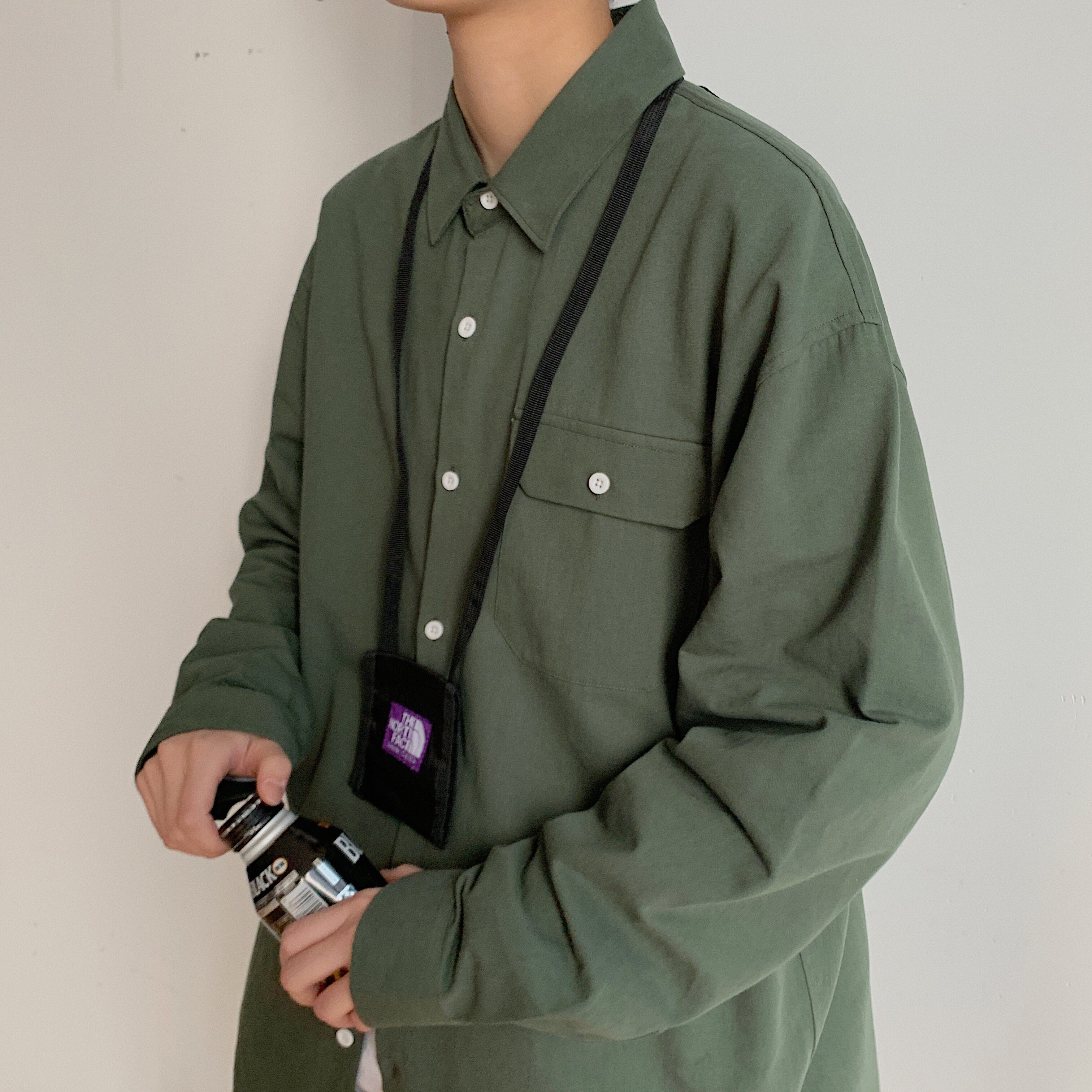 ！春季新品潮流宽松工装衬衣翻领长袖衬衫S08P35控58,男装衬衫,电商A247