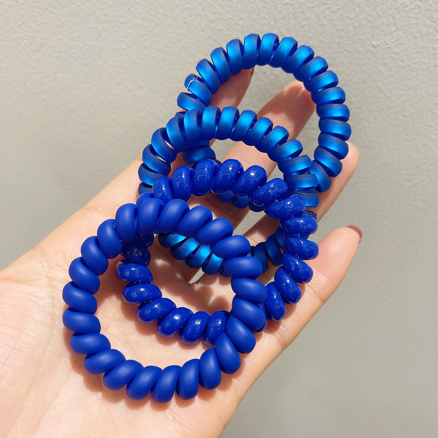 蓝色电话线发圈橡皮筋头绳马尾