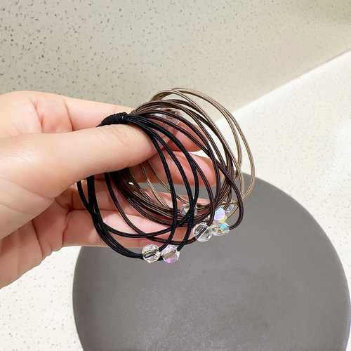 仿水晶基础黑色高弹力皮筋发圈