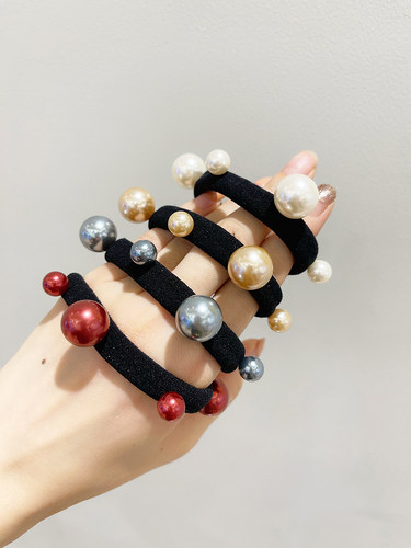 毛巾圈高弹力仿珍珠发圈丸子头