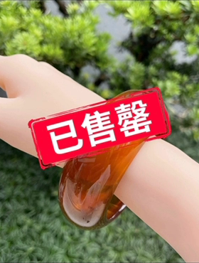 【李氏珠宝】精品58圈28宽收藏金红蜜手镯无瑕疵131.6克