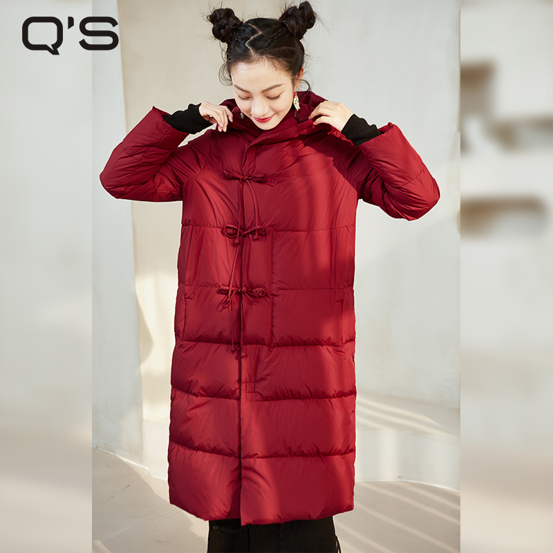 qs秸熙冬新款复古国风盘扣中长款羽绒服保暖国潮结婚鸭绒显瘦外套,女装/女士精品,羽绒服,淘宝优惠券,粉丝福利购,淘宝优惠卷