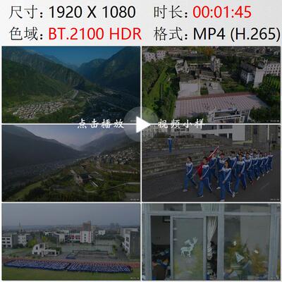 航拍四川汶川映秀特大地震漩口北川中学升国旗新县城实拍视频素材