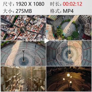 航拍澳门三盏灯街区小广场密集的楼群高清实拍视频素材