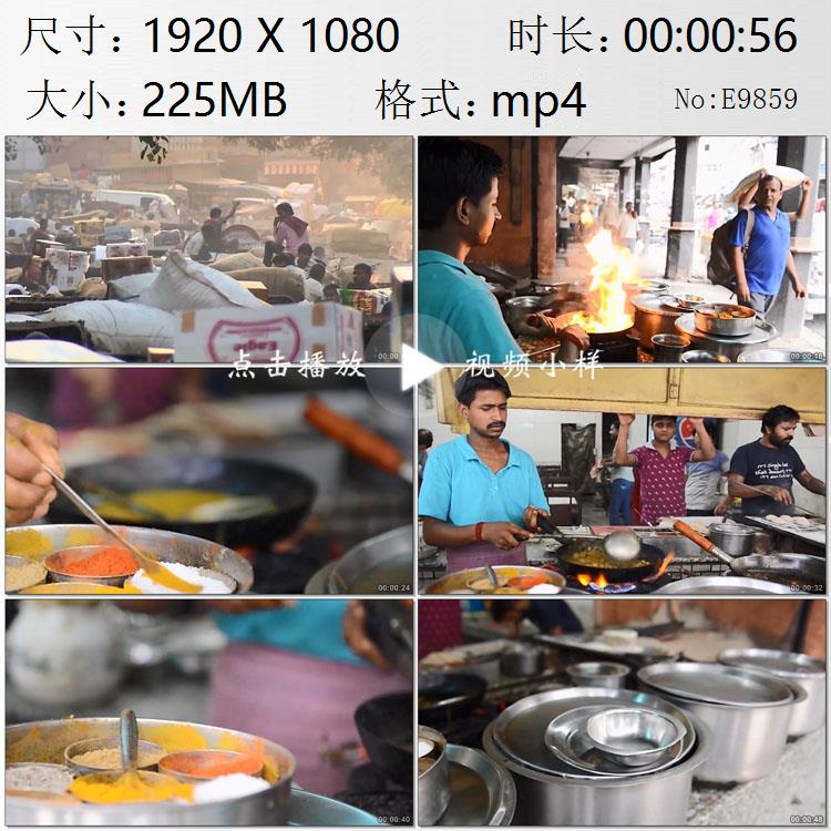 印度新德里人文风光拥挤的交通街头香料咖喱高清实拍视频素材