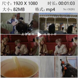 柯尔克孜族猎人们家庭聚会探讨训练猎鹰和珍稀动物保护视频素材