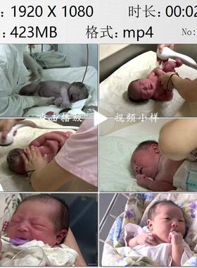 产科手术室护士接生为新出生的婴儿洗澡称重宝宝啼哭实拍视频素材