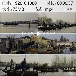 江苏溱湖渔村渔民世家渔船鱼鹰里下河地区传统渔具渔法视频素材