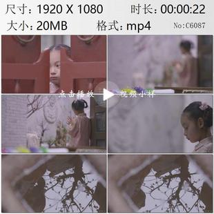 扎着两个小辫子 可爱小女孩被关在家里学刺绣想出去玩视频素材