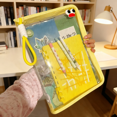 a4文件袋拉链式透明防水加厚小学生作业本收纳袋马卡龙色高颜值袋