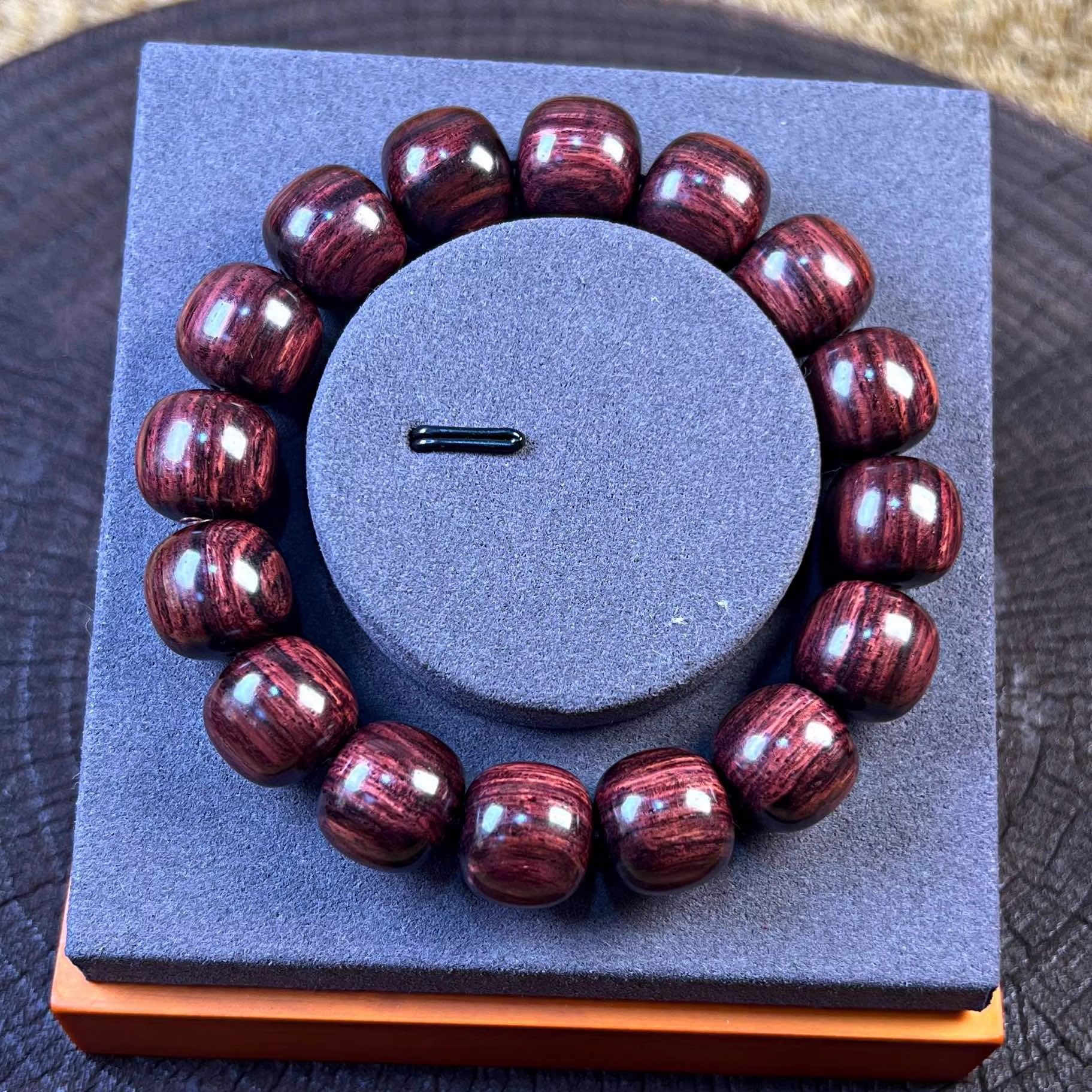 海南黄花梨木帝王紫油梨老料1314老型桶珠手串沉水级男女佛珠手链