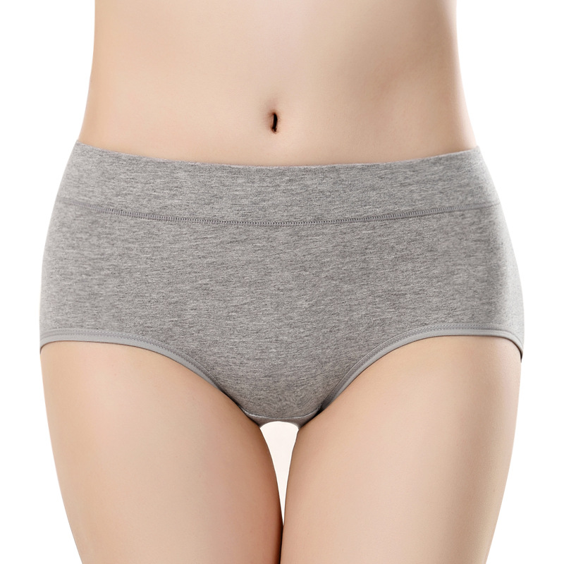 纯色中腰内裤纯棉抑菌简约中腰大码女士透气舒适女内裤