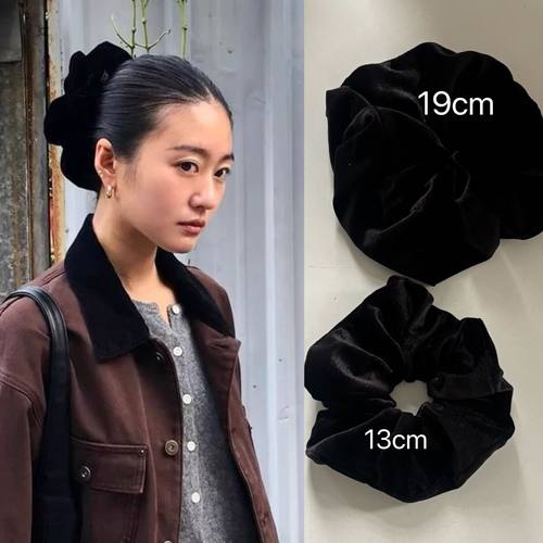 韩国博主同款黑色丝绒大肠发圈