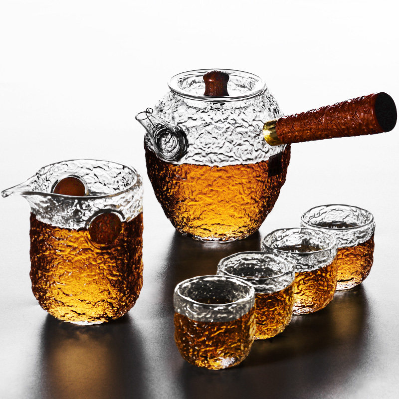 锤纹耐热玻璃日式透明功夫茶杯