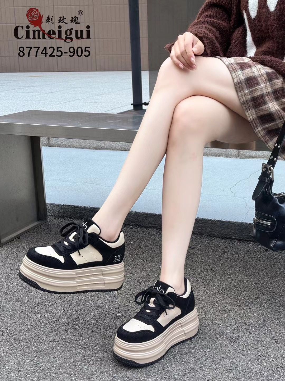 刺玫瑰正品女鞋2025冬牛反绒厚底增高绒里保暖时尚休闲运动鞋905